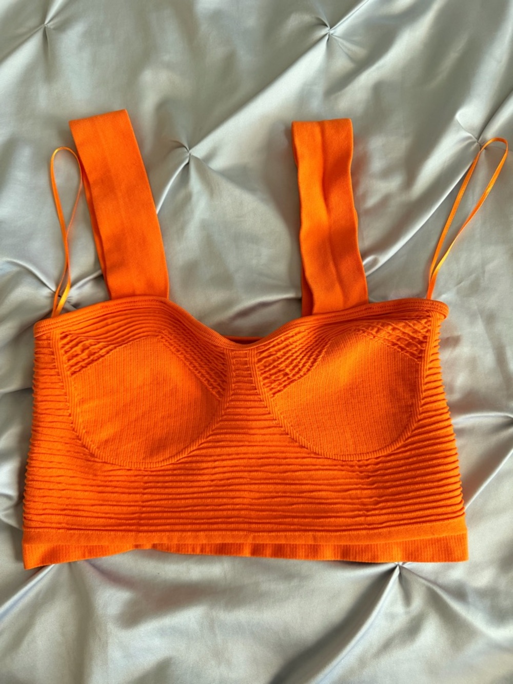 Sincerly Jules Orange Ribbed Crop Bralette